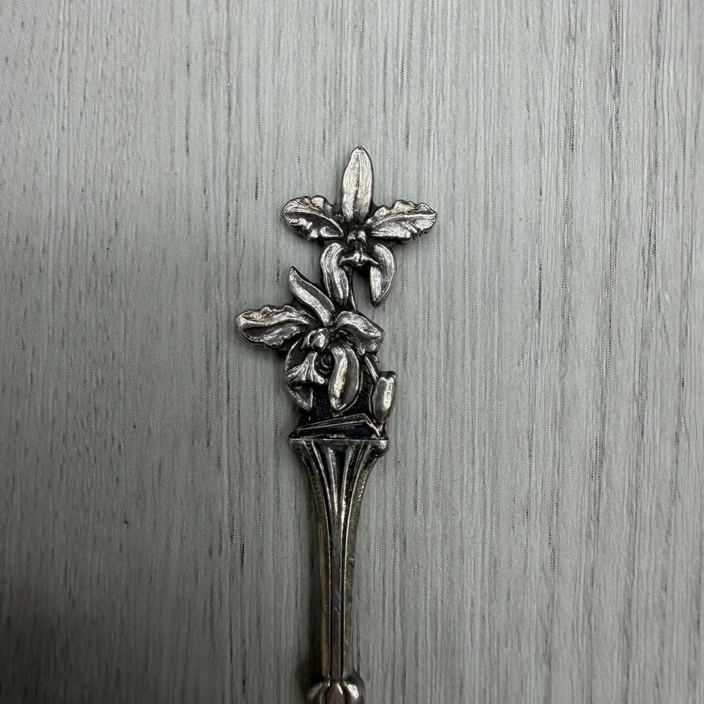 Silver Plate Mothers Day 1981 Spoon Orchid Finial Vintage